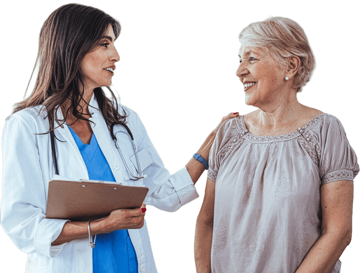 Female doctor with patient